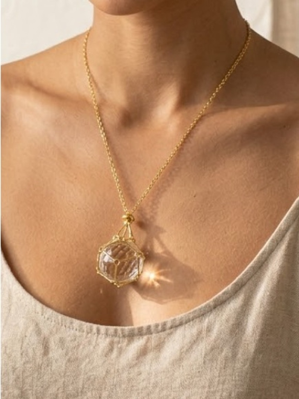 ✨ Natural Clear Quartz Sphere Pendant Necklace✨
